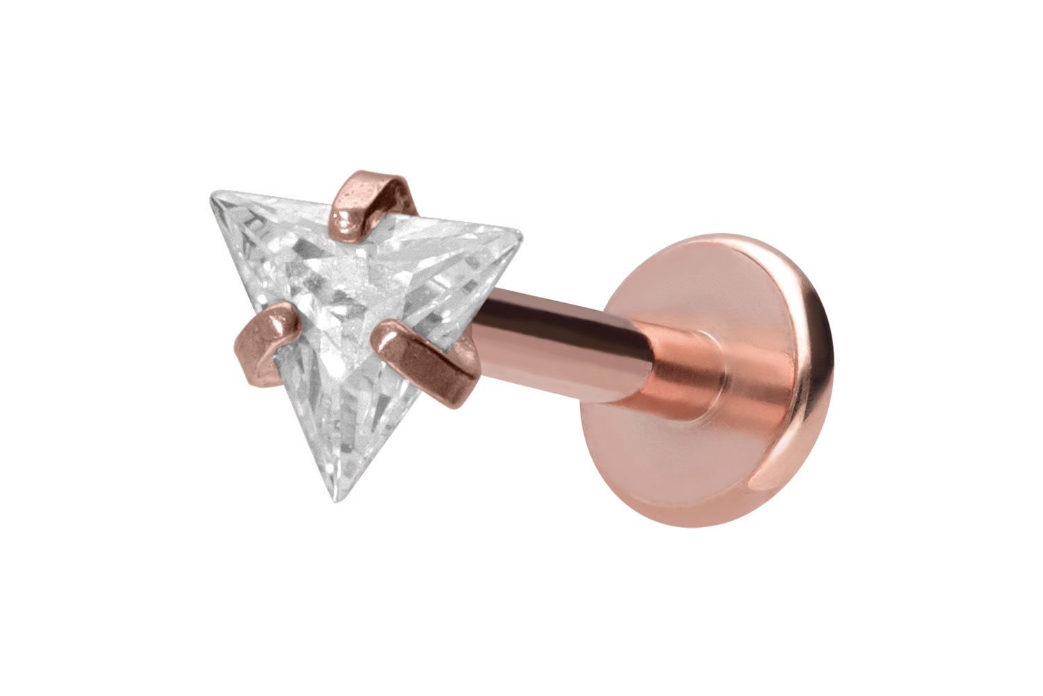 Titan Labret Piercing mit Innengewinde EINGEFASSTES KRISTALLDREIECK